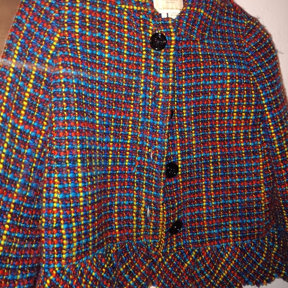 Kate Spade Dayna Jacket Multi-Color Tweed Pleated Hem Size 4 - Picture 6 of 7
